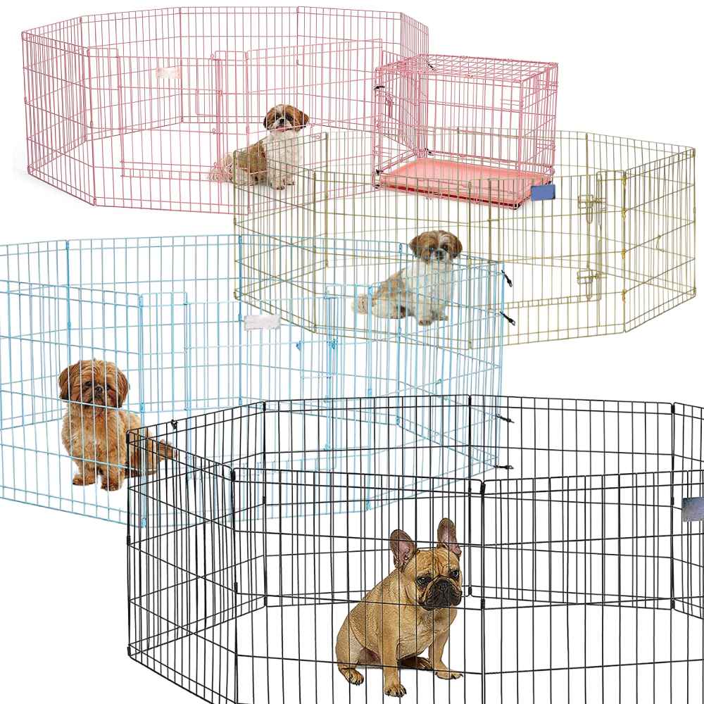 Metal Dog Exercise Pen - Gold Zinc With Door: image 2