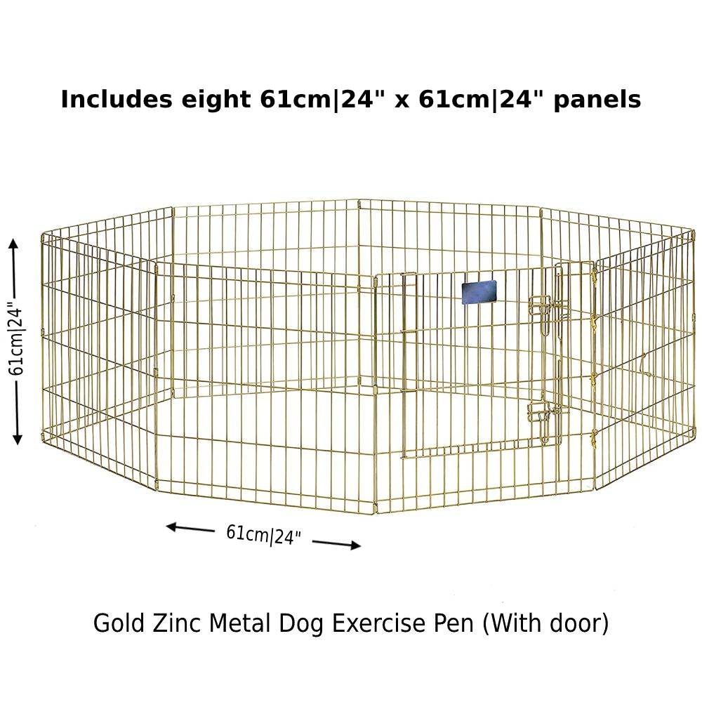 Metal Dog Exercise Pen - Gold Zinc With Door: image 7